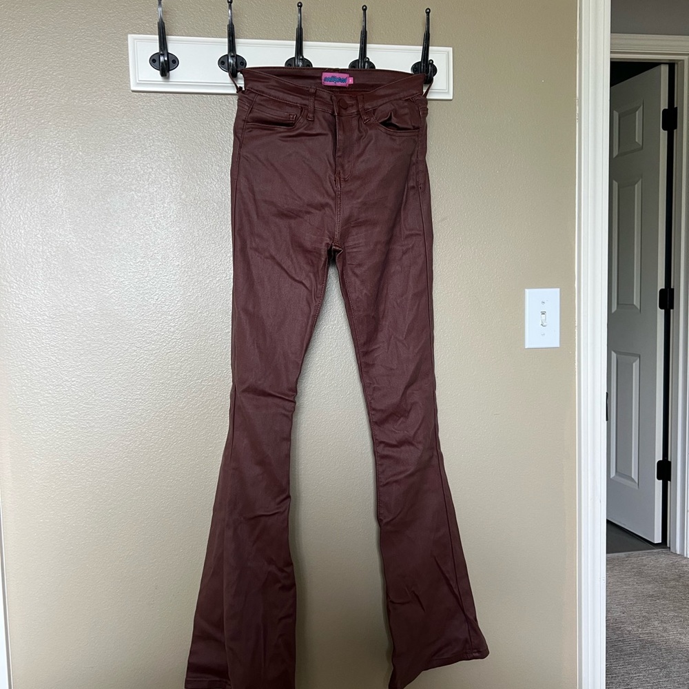 Brown Flare Leather Pants Edikted Gem